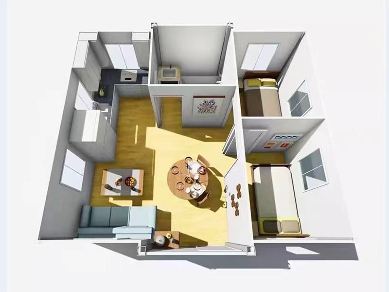 تصميم داخلي لمنزل حاوية قابل للتوسيع مع تخطيط قابل للتخصيص